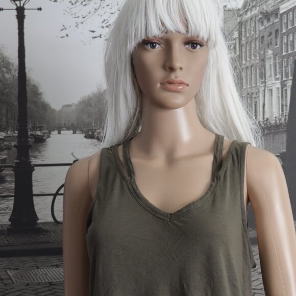 Express Army Green Olive Tank Top M Basics Tee - Picture 2 of 5